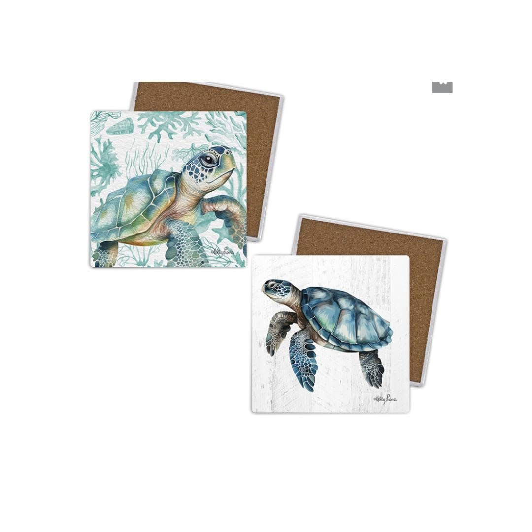 Coastal Turtle10x10cmCoaster 9 Ass